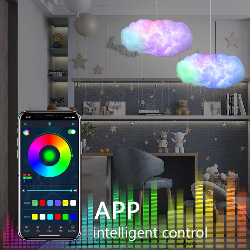 Transform Your Space with the USB Cloud Light - APP Controlled 3D RGBIC Ambient Lighting for a Magical Atmosphere