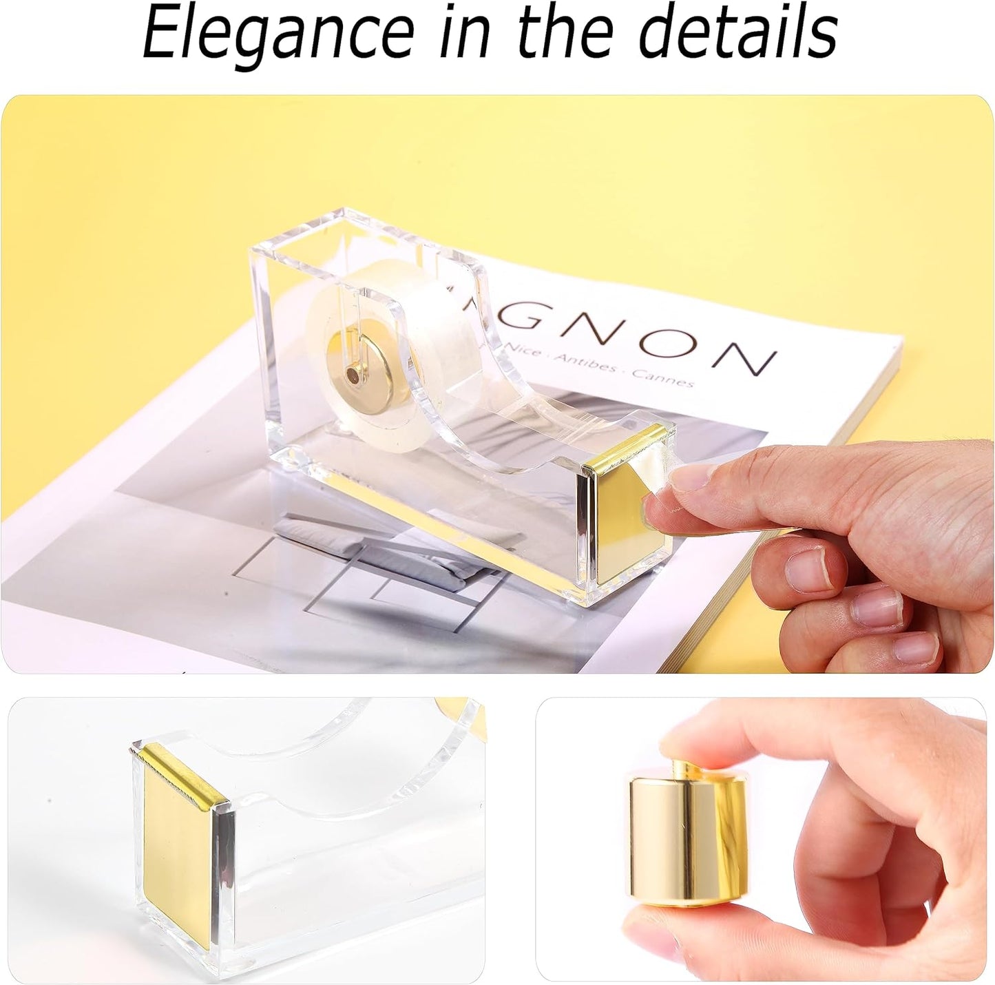 Elegant Gold Desk Accessories Set - Complete Office Supplies with Stapler, Tape Holder, Scissors, Pens & More!