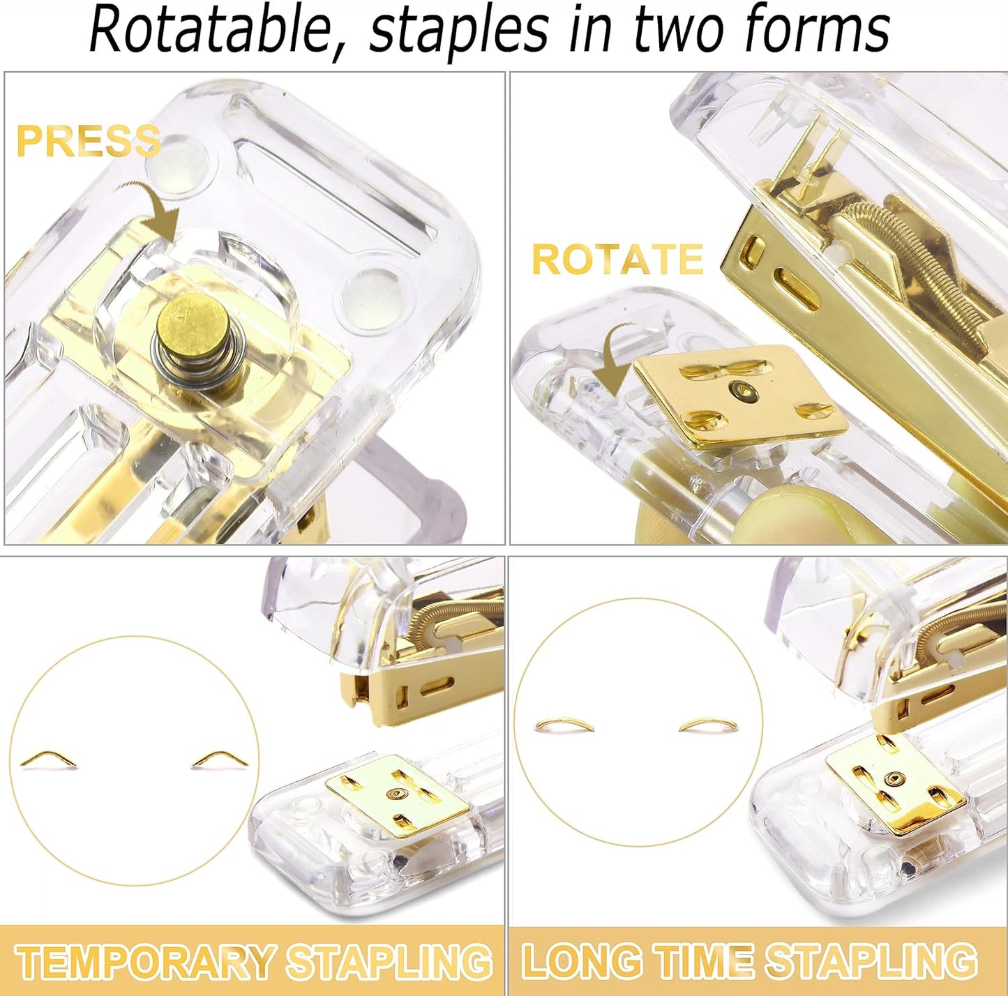 Elegant Gold Desk Accessories Set - Complete Office Supplies with Stapler, Tape Holder, Scissors, Pens & More!