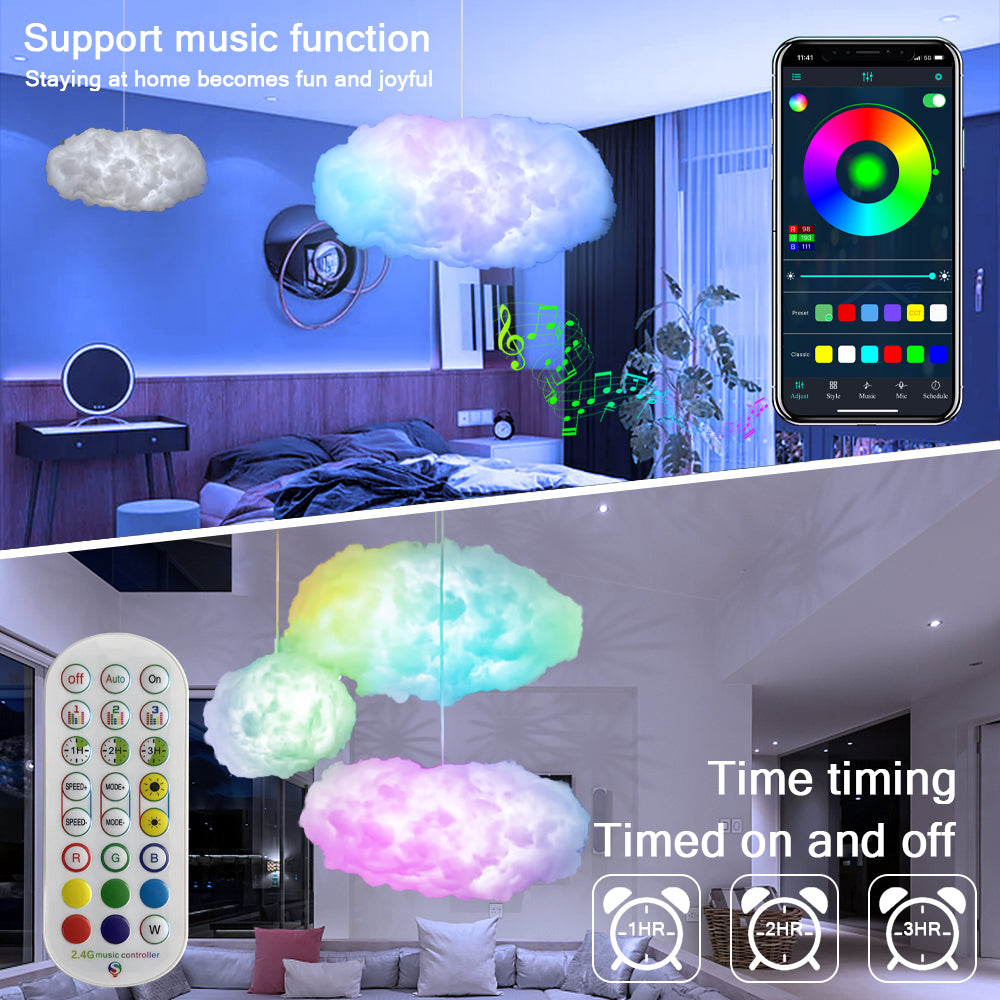 Transform Your Space with the USB Cloud Light - APP Controlled 3D RGBIC Ambient Lighting for a Magical Atmosphere