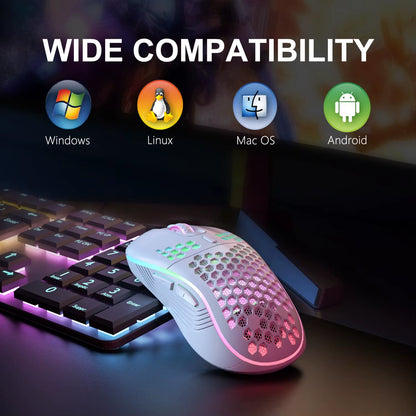 Unleash Your Gaming Potential with the 2.4G Wireless RGB Backlit Mouse - Ergonomic Design, 6 Buttons, and Rechargeable Convenience