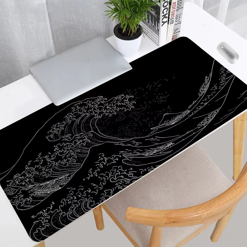 Elevate Your Workspace with the XL Black Sea Wave Gaming Mousepad - Perfect for Gamers and Professionals!