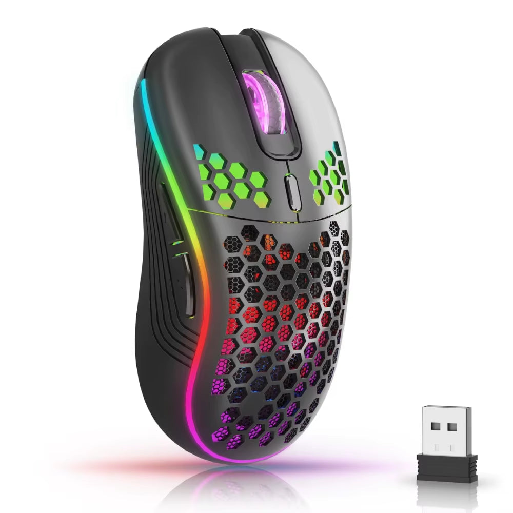 Unleash Your Gaming Potential with the 2.4G Wireless RGB Backlit Mouse - Ergonomic Design, 6 Buttons, and Rechargeable Convenience
