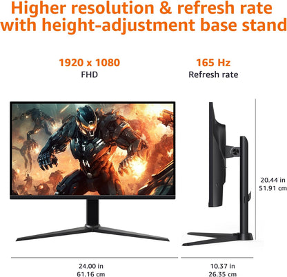 Elevate Your Gaming Experience with the 27-Inch FHD 1080P Monitor - 165Hz Refresh Rate, 1ms Response Time, and VESA Compatibility