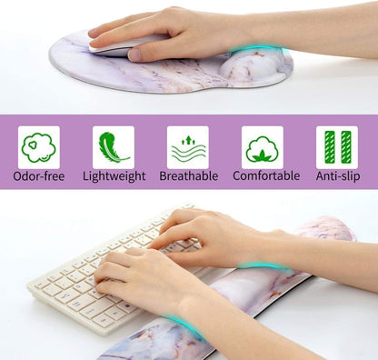 Ergonomic Marble2 Keyboard Wrist Rest and Mouse Pad Set - Ultimate Comfort for Gaming and Office Use