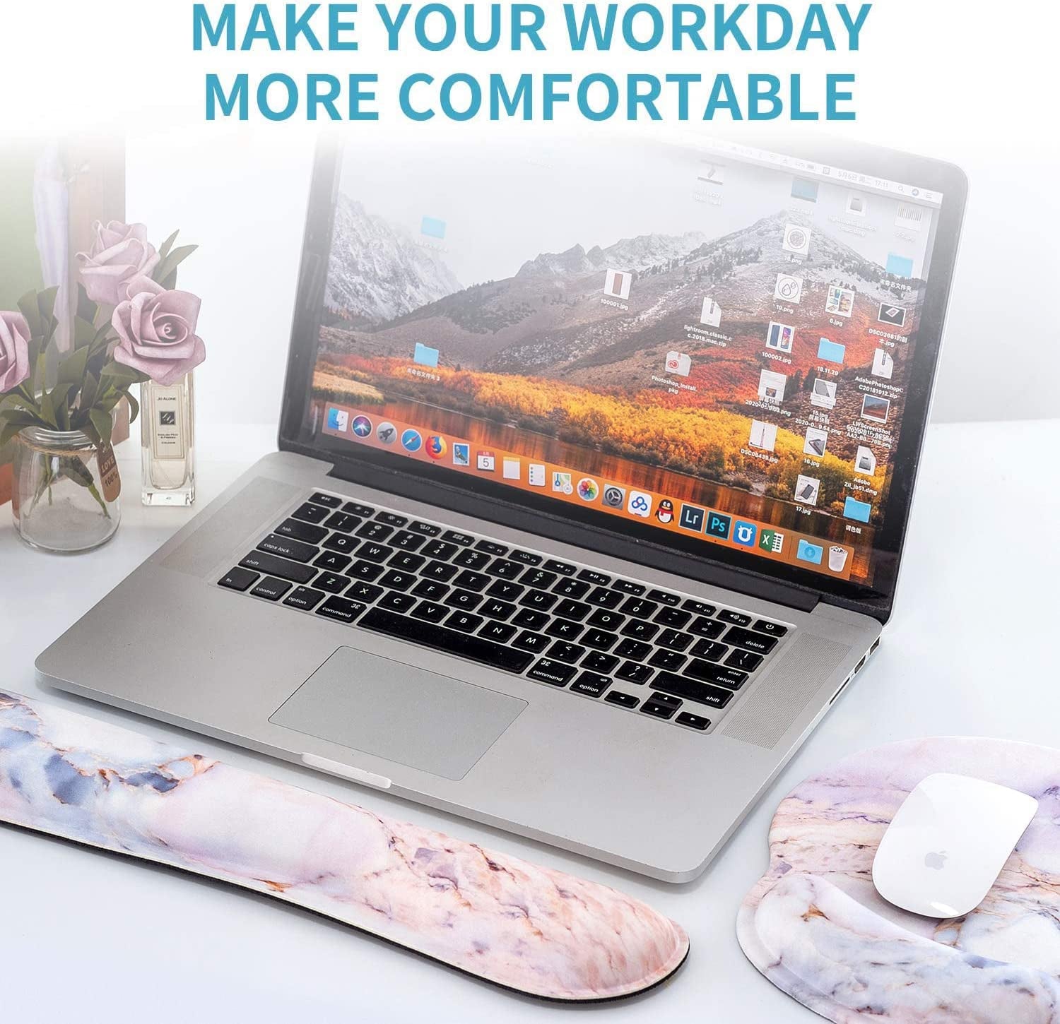 Ergonomic Marble2 Keyboard Wrist Rest and Mouse Pad Set - Ultimate Comfort for Gaming and Office Use