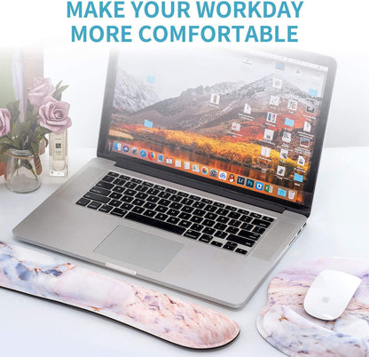 Ergonomic Marble2 Keyboard Wrist Rest and Mouse Pad Set - Ultimate Comfort for Gaming and Office Use