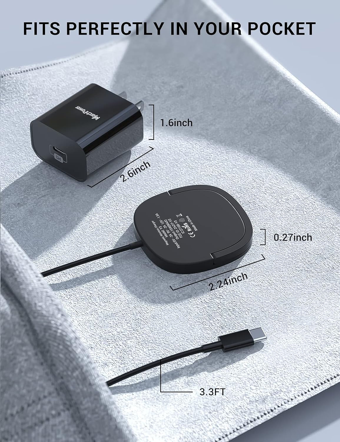 Experience Lightning-Fast Charging with the Magnetic iPhone Charger & 20W USB-C Adapter - Perfect for iPhone 15, 14, 13, 12 Pro Max and AirPods - Sleek Black Design