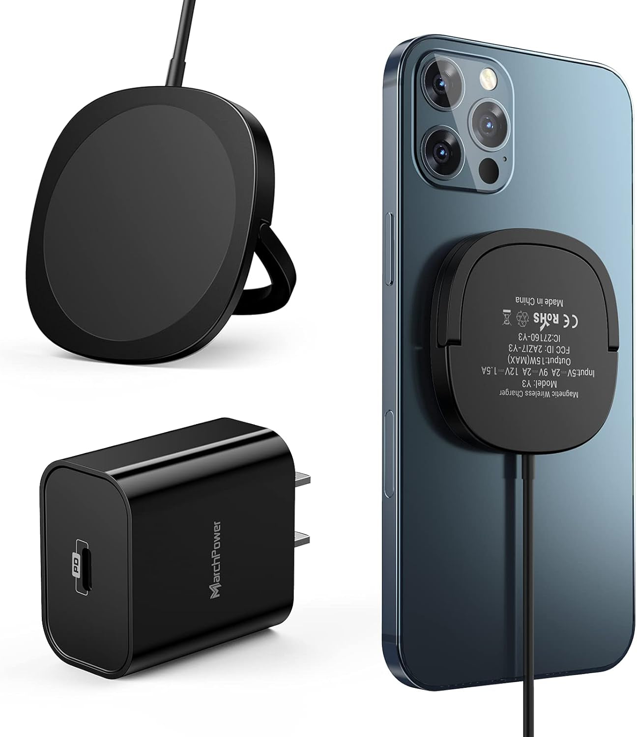 Experience Lightning-Fast Charging with the Magnetic iPhone Charger & 20W USB-C Adapter - Perfect for iPhone 15, 14, 13, 12 Pro Max and AirPods - Sleek Black Design