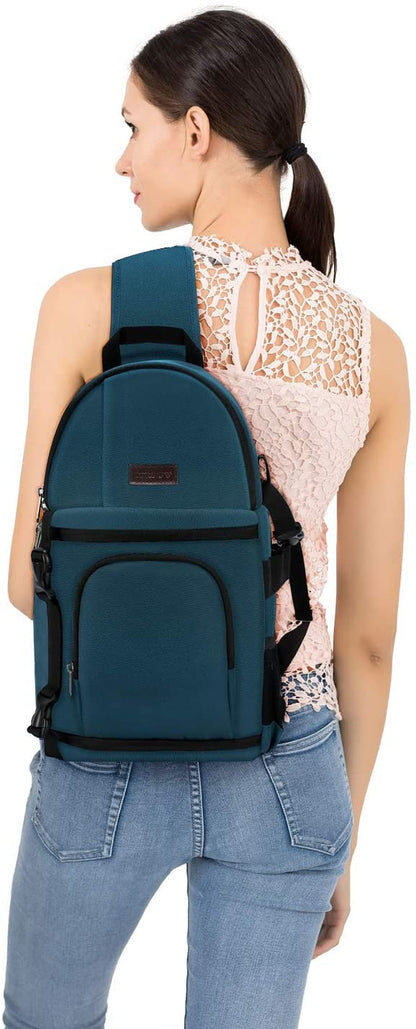 Elevate Your Photography with the MOSISO Deep Teal Professional Camera Sling Bag - Shockproof, Versatile, and Perfect for DSLR/SLR/Mirrorless Cameras