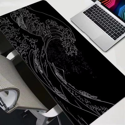 Elevate Your Workspace with the XL Black Sea Wave Gaming Mousepad - Perfect for Gamers and Professionals!