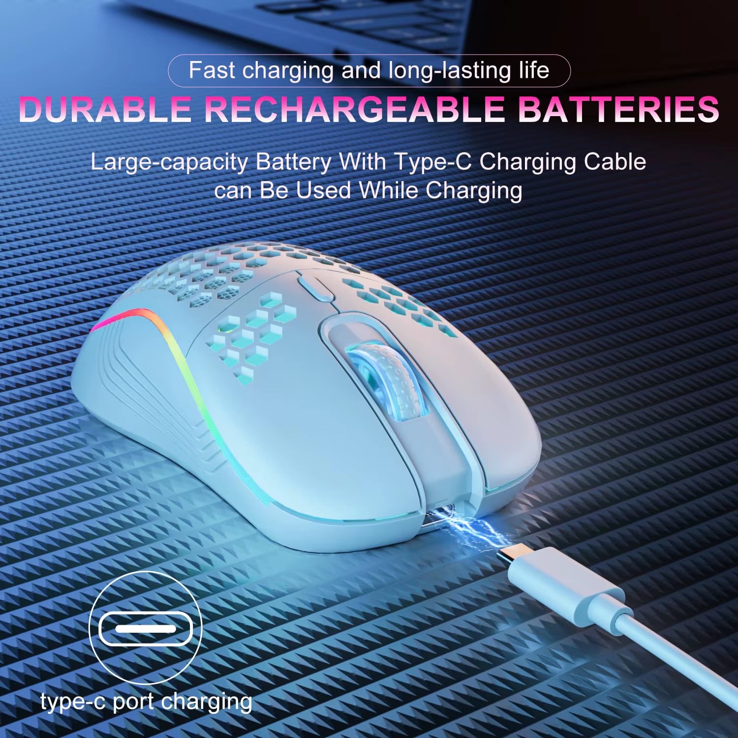 Unleash Your Gaming Potential with the 2.4G Wireless RGB Backlit Mouse - Ergonomic Design, 6 Buttons, and Rechargeable Convenience