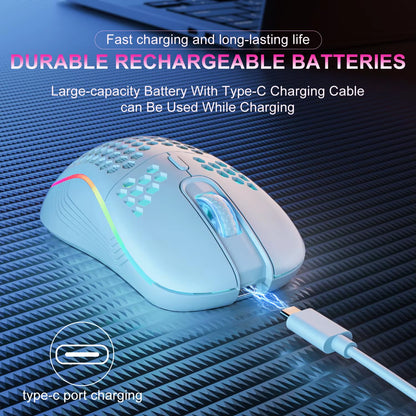 Unleash Your Gaming Potential with the 2.4G Wireless RGB Backlit Mouse - Ergonomic Design, 6 Buttons, and Rechargeable Convenience