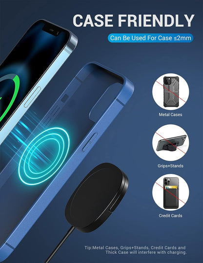 Experience Lightning-Fast Charging with the Magnetic iPhone Charger & 20W USB-C Adapter - Perfect for iPhone 15, 14, 13, 12 Pro Max and AirPods - Sleek Black Design